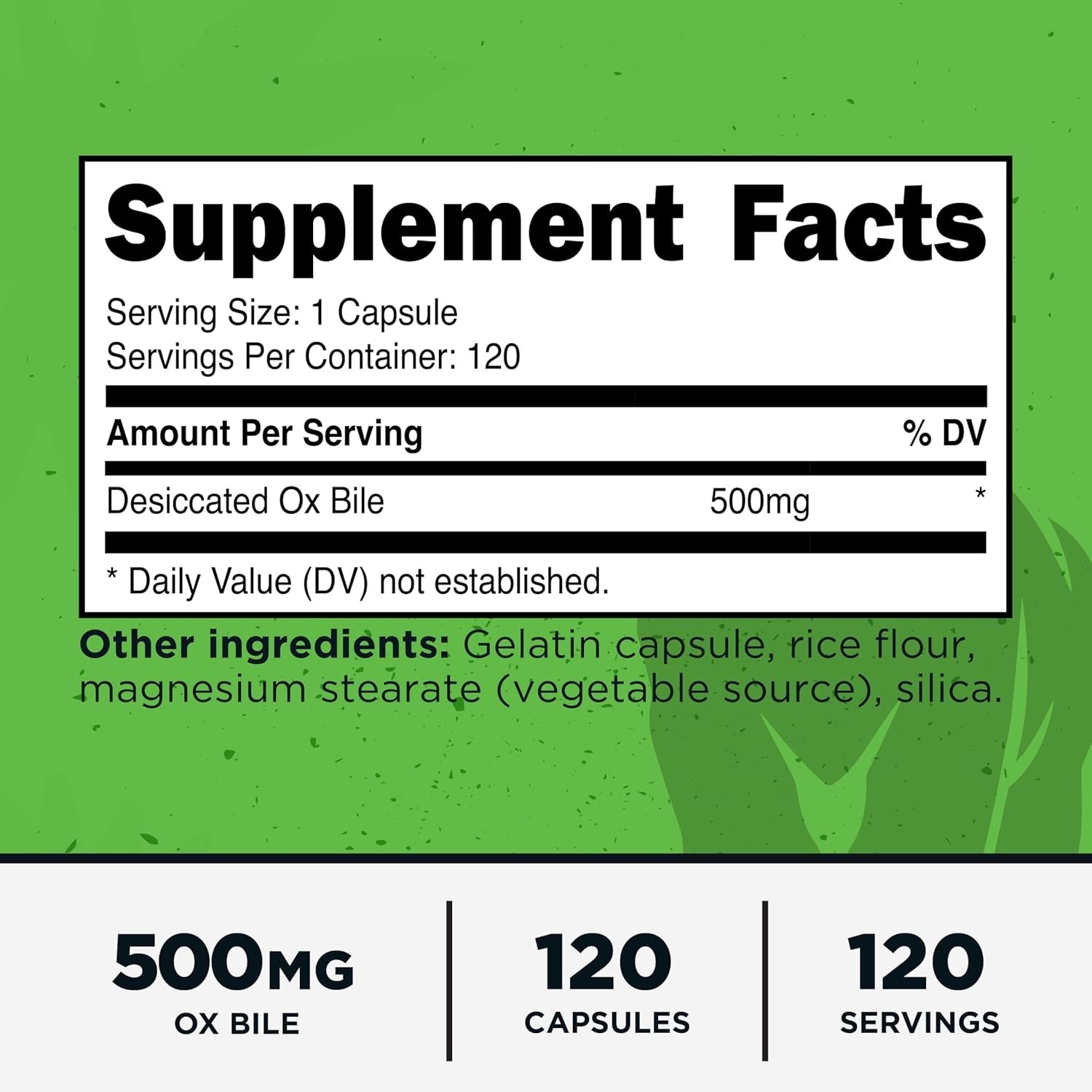 120 Gluten-Free Ox Bile Capsules – Non-GMO Digestive Support Supplement