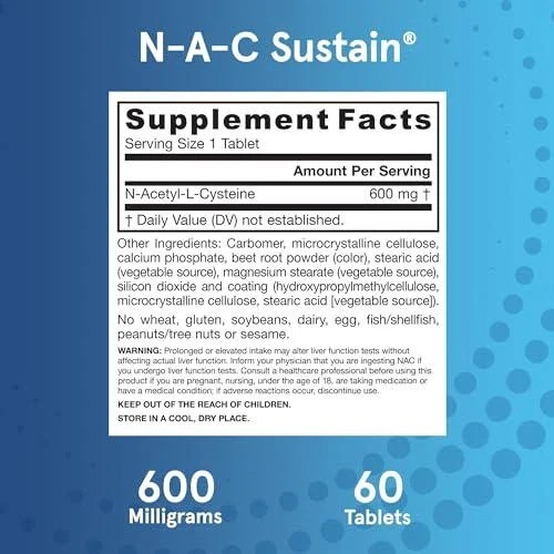 Jarrow Formulas N-A-C Sustain 600 mg, Dietary Supplement Amino Acid Support for*