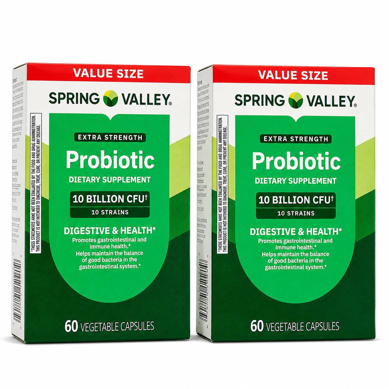 Spring Valley Extra Strength Probiotic 10 Billion CFU 2 Pack 60 Veg Capsules