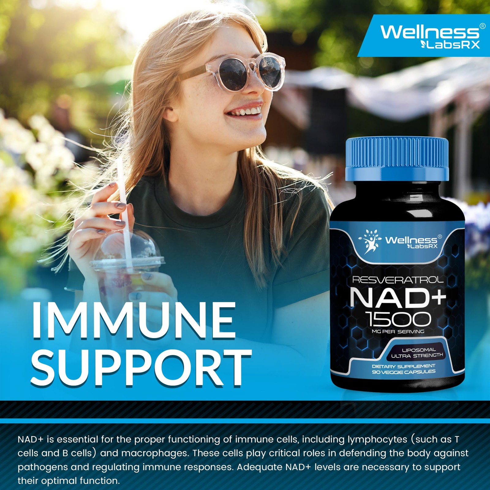WELLNESS LABSRX NAD Supplement, 1500mg – Liposomal NAD+ Supplement with