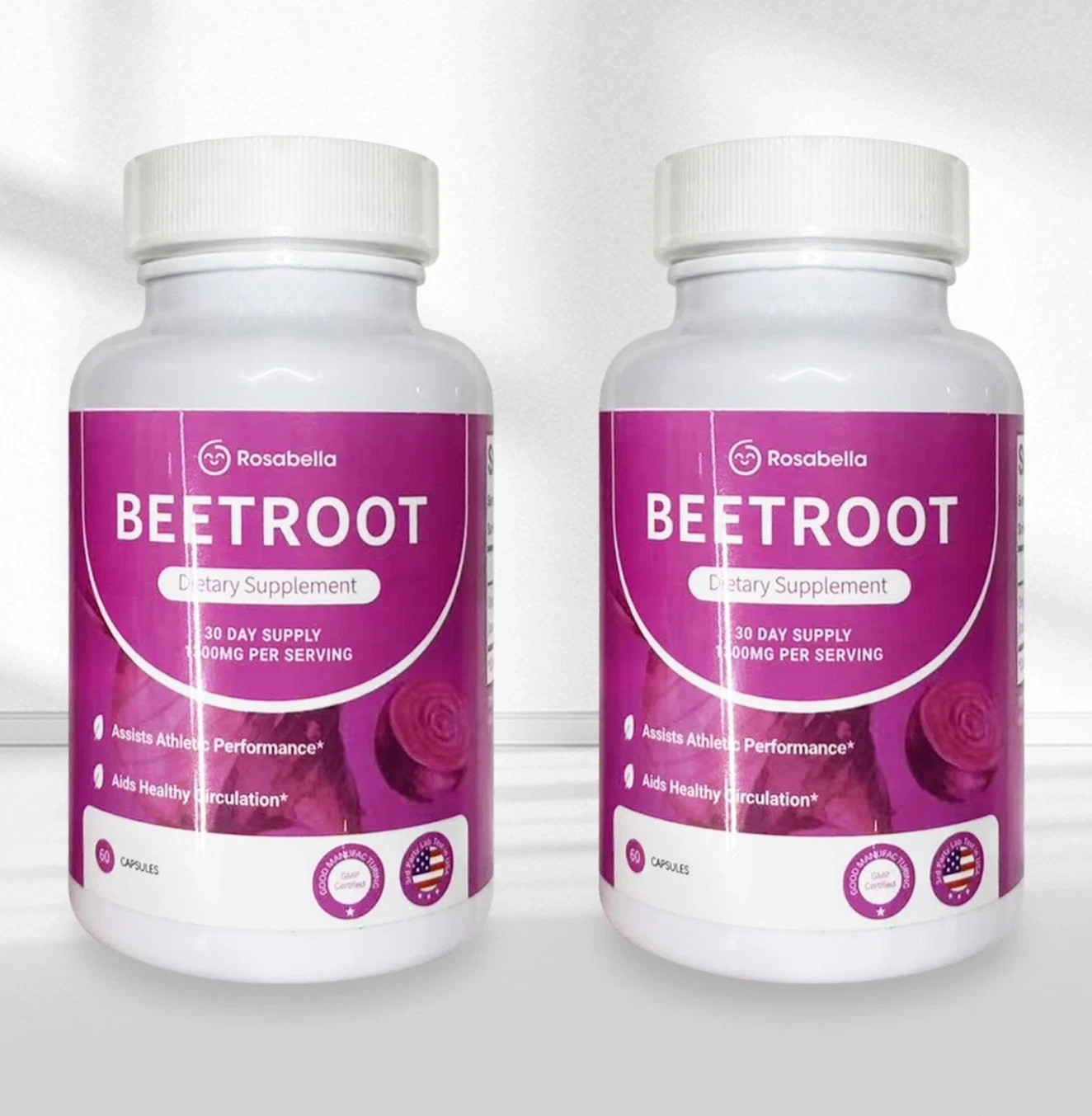 3 Pack of Rosabella Organic Beetroot Capsules (1300mg) for Blood Flow & Heart He