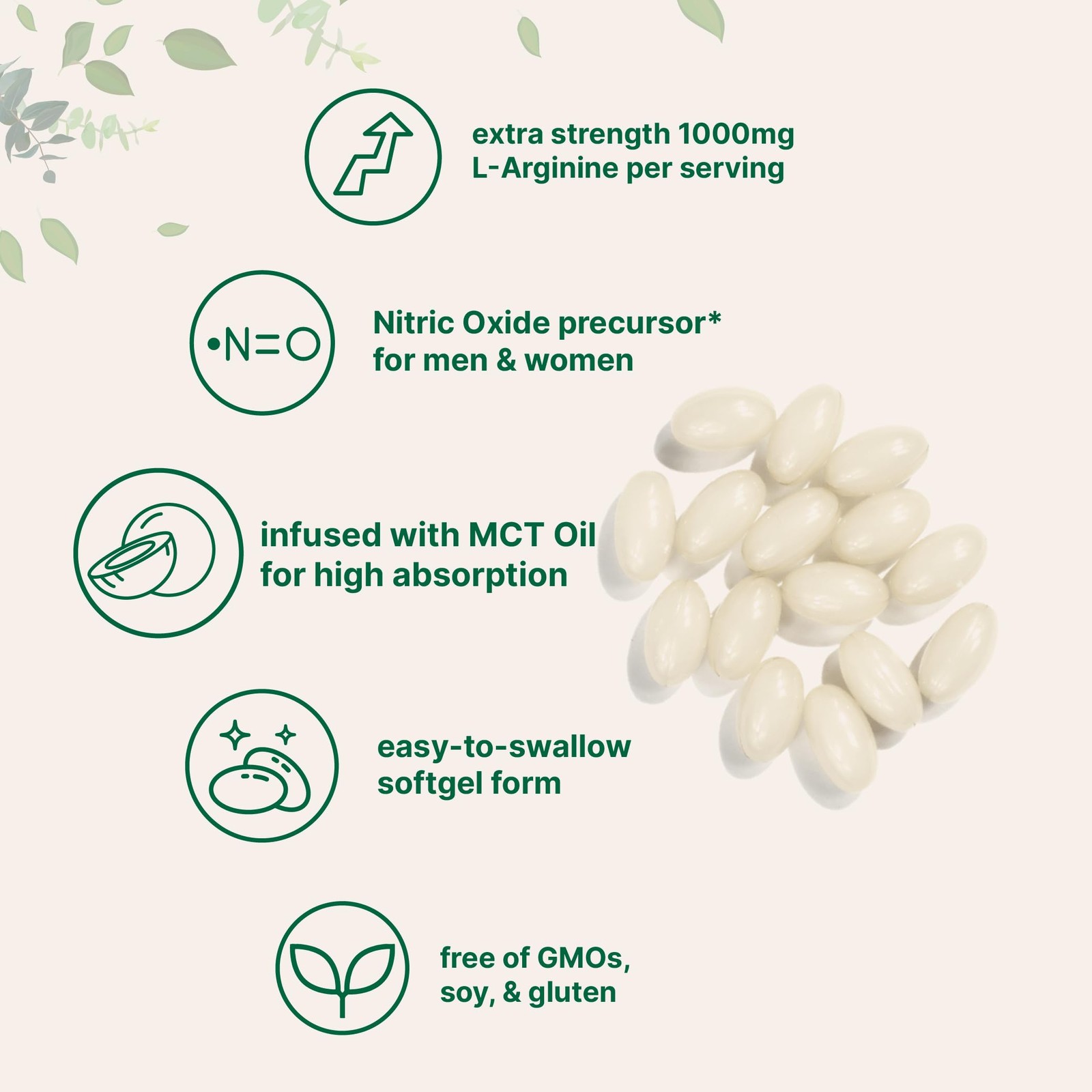 Micro Ingredients L-Arginine 1000mg with MCT Oil, 300 300 Count (Pack of 1)