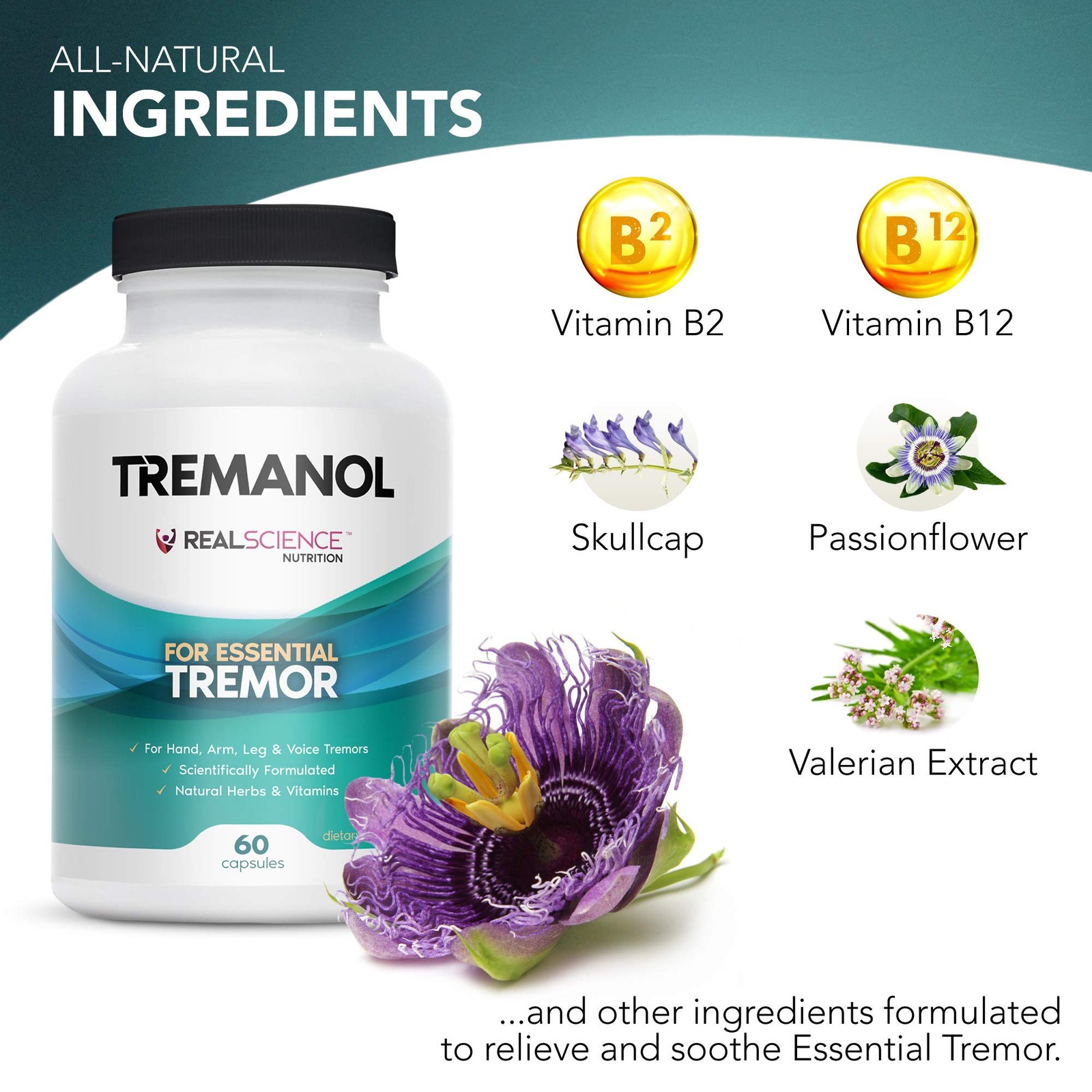Tremanol – All Natural Essential Tremor Herbal Supplement – May Provide Long-