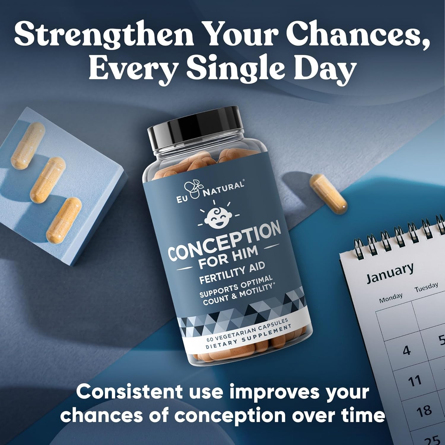 Conception for Him – Male Fertility Supplements with Ashwagandha, Folate & Zinc