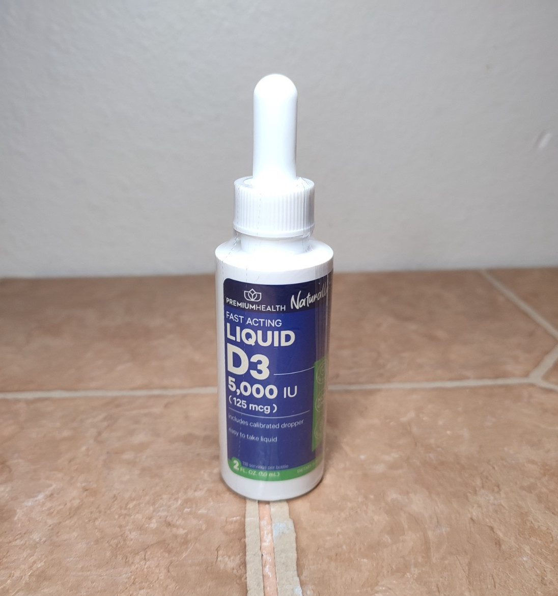 Premium Health Vitamin D3 5000 IU (125 mcg) Liquid Drops 2 fl oz Exp 6/2027 NIP