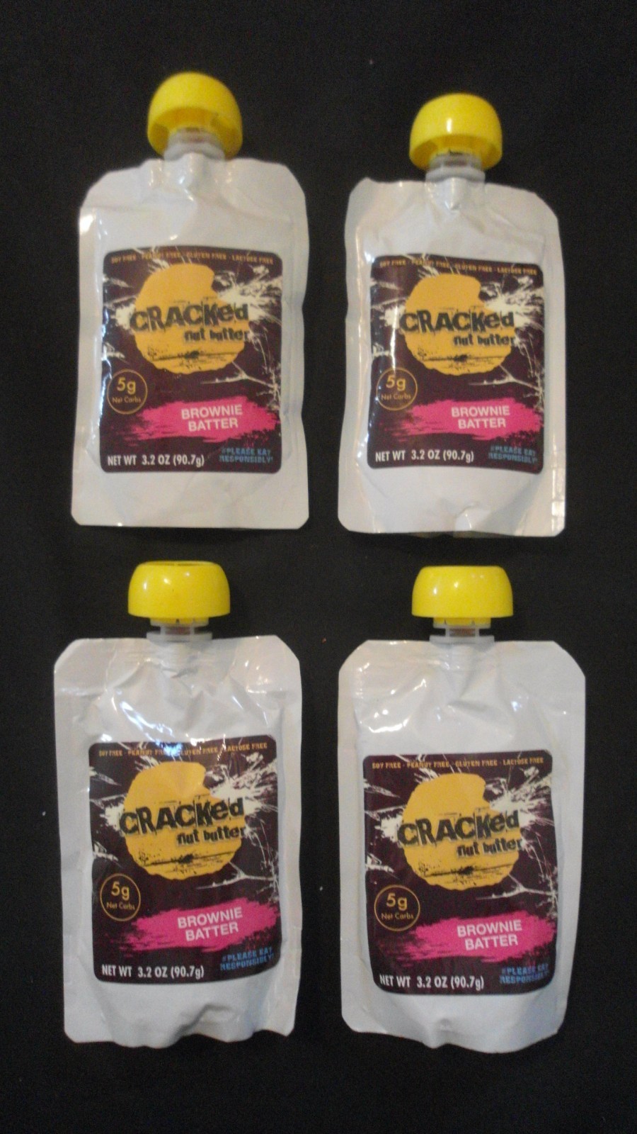 (4) Cracked Nut Butter 3.2 Oz Brownie Batter 5 g Net Carbs No Gluten