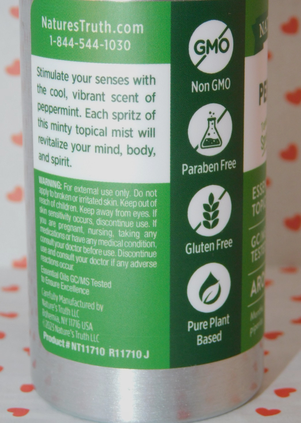 NATURES TRUTH Peppermint Essential Oil Topical Mist 2.4oz Plant Based Mint Spray