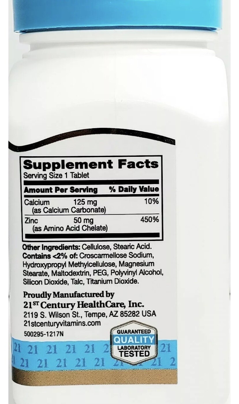 3 PACK- 21st Century Zinc 50 mg 110 ct Bottle Each Exp 03/2025
