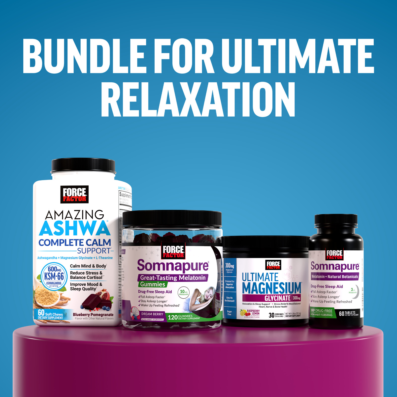 Force Factor Ultimate Magnesium 330mg Glycinate Citrate Relaxation Chews 60ct