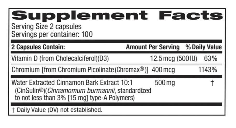 trunature Advanced Strength CinSulin 500mg 200 Ct Glucose Support