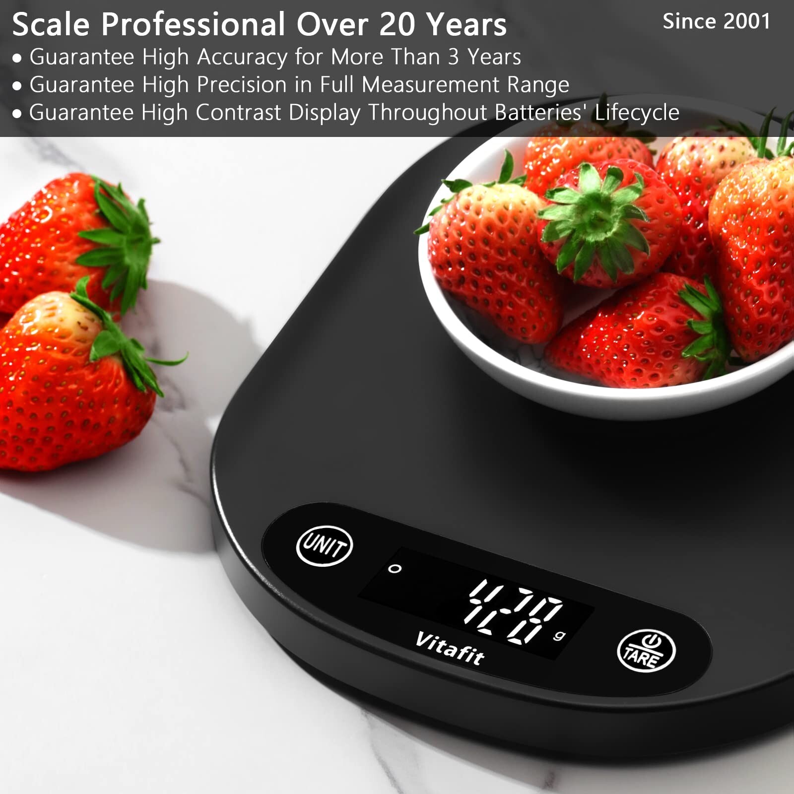 Vitafit 33lb/15kg Digital Food Scale Grams and Ounces in 1g/0.1oz, High Accur…
