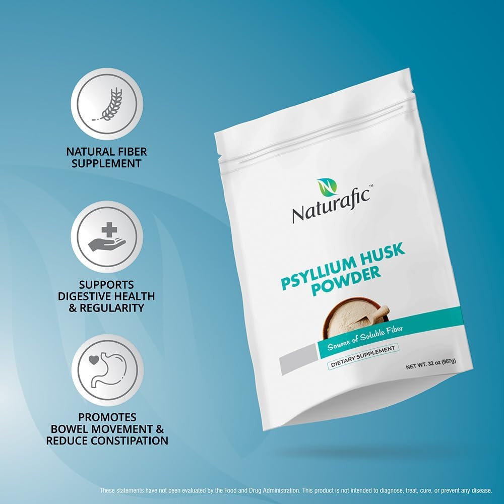 Psyllium Husk Powder Unflavored – Digestive Fiber Supplement for Bowel Regularit