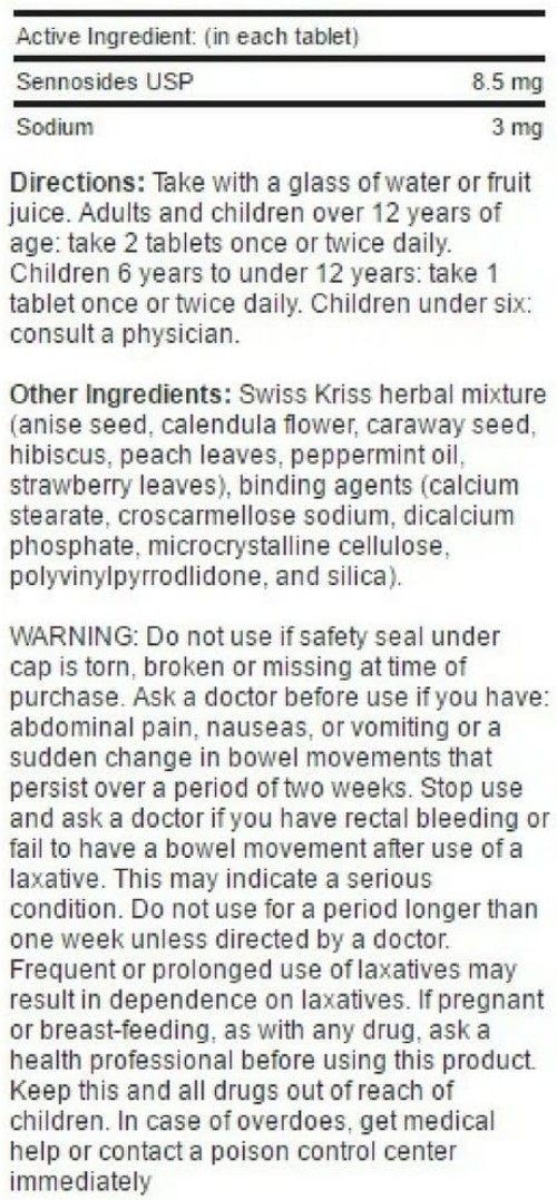 Swiss Kriss Tablet Formulation – Unisex Adult Digestive Aid with Herbal Benefits
