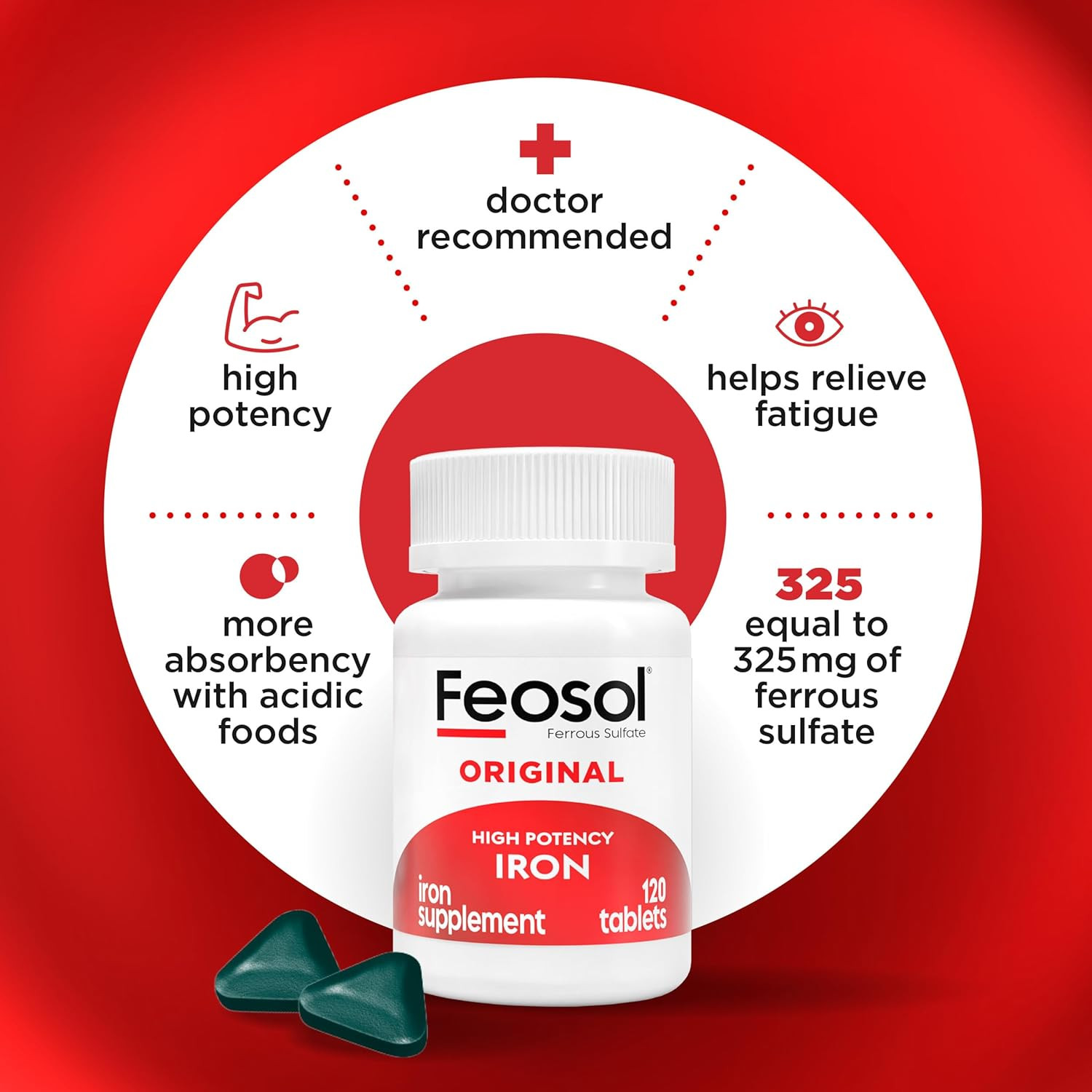 Original Iron Supplement Tablets, Non-Heme, 65Mg Iron per Pill, 1 per Day, 120Ct