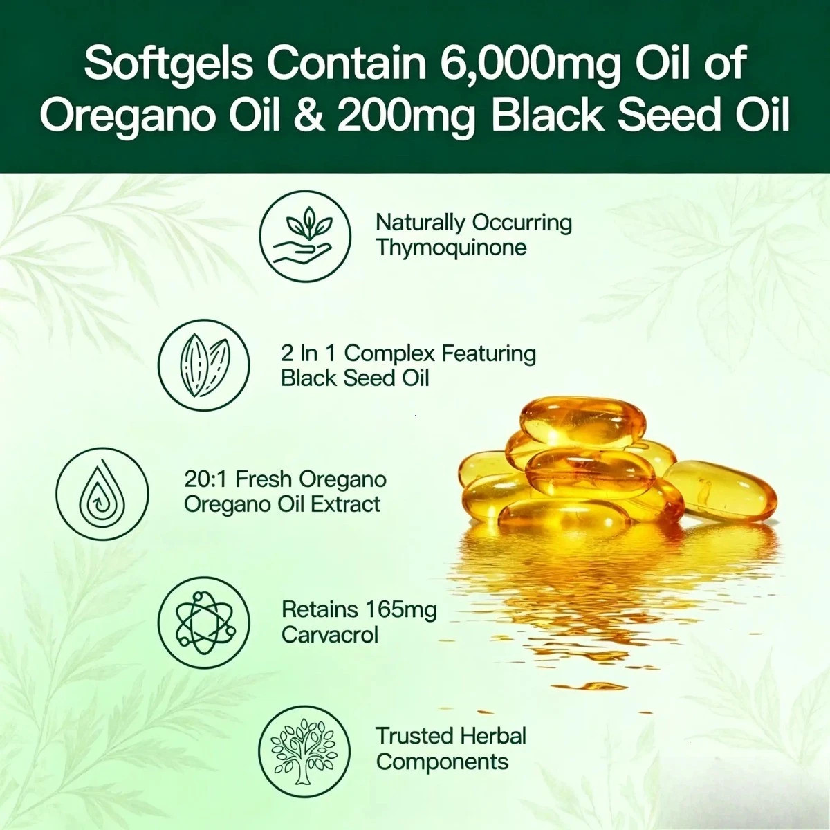 VivoNu Oregano Oil Capsules with Black Seed – Organic Softgels, High Carvacrol