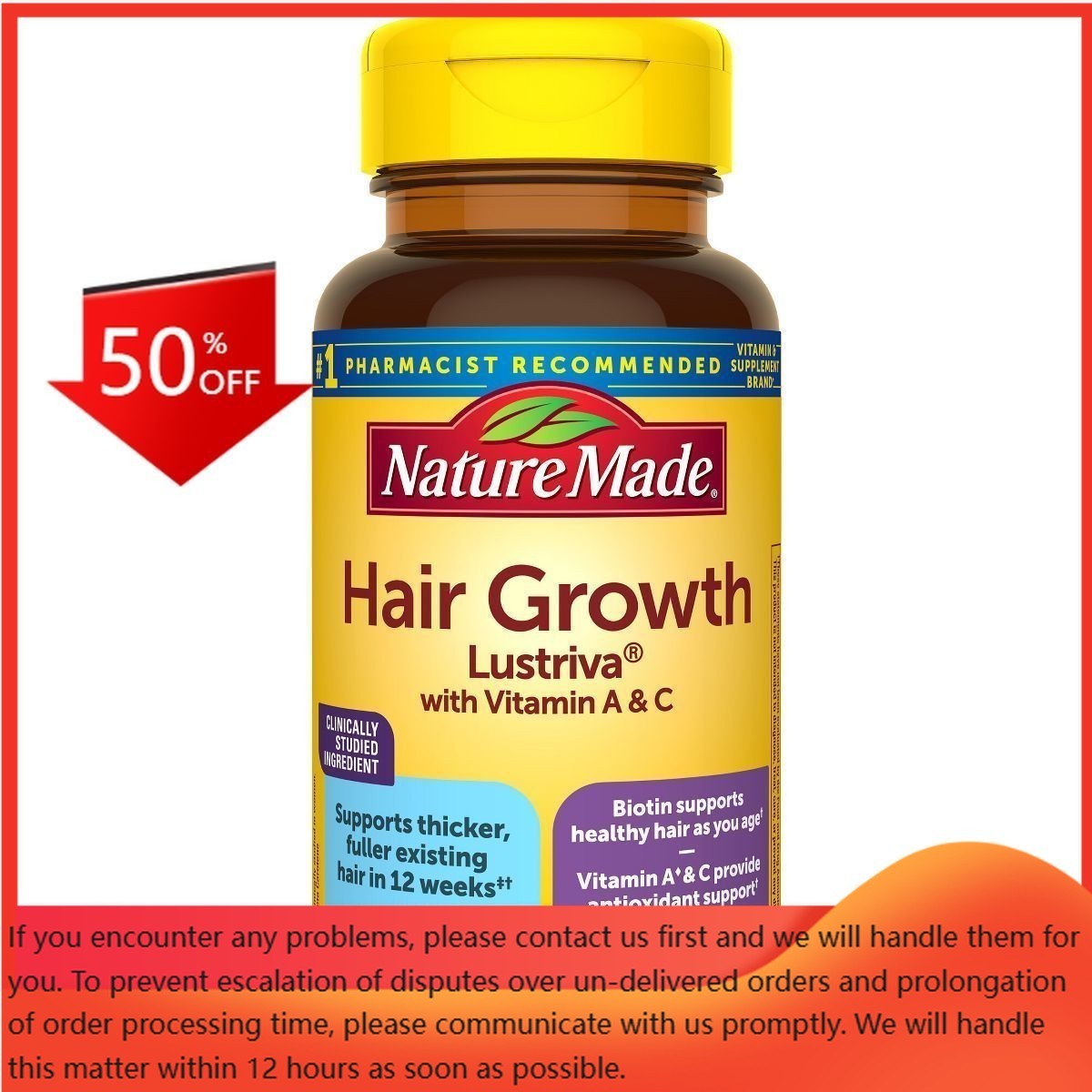Nature Made Hair Growth Complex with Lustriva Softgels-30ct: Unflavored,10000mcg