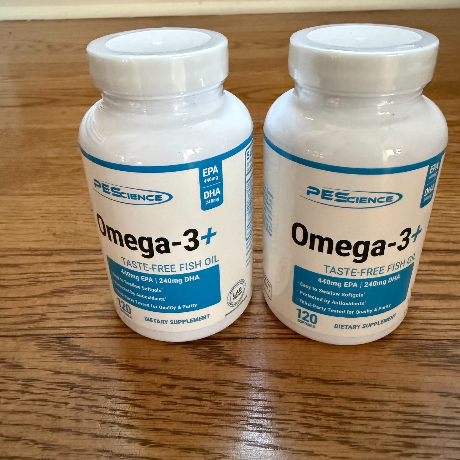TWO BOTTLES PEScience Omega-3+, 440mg EPA and 240mg DHA Fish Oil Supplement