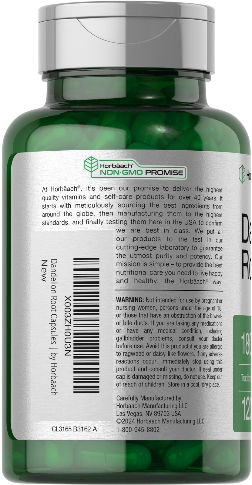 Horbäach Dandelion Root Supplement | 120 Capsules | 120 Count (Pack of 1)