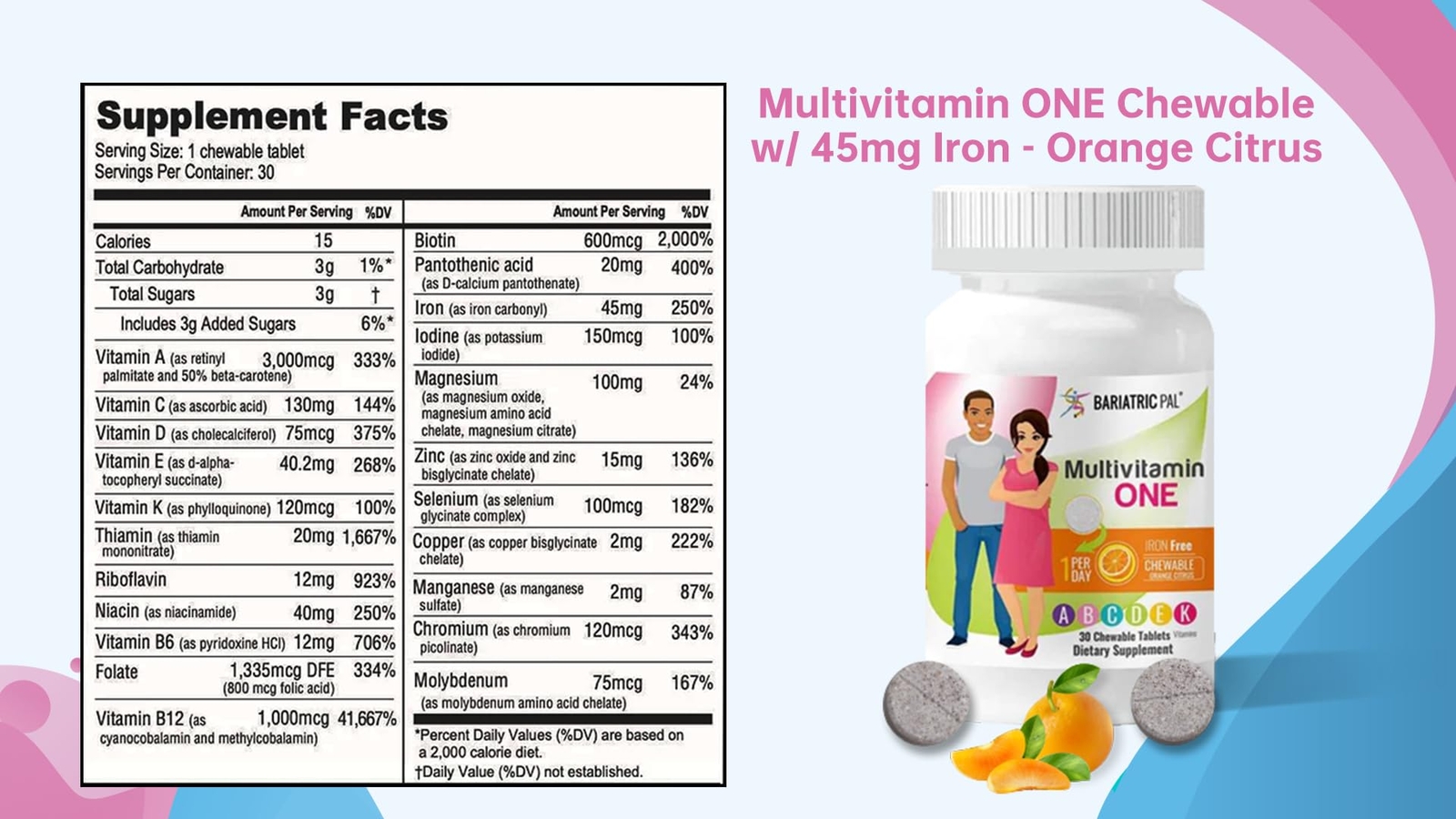 BariatricPal Multivitamin ONE 1 per Day Bariatric Multivitamin Chewable with …