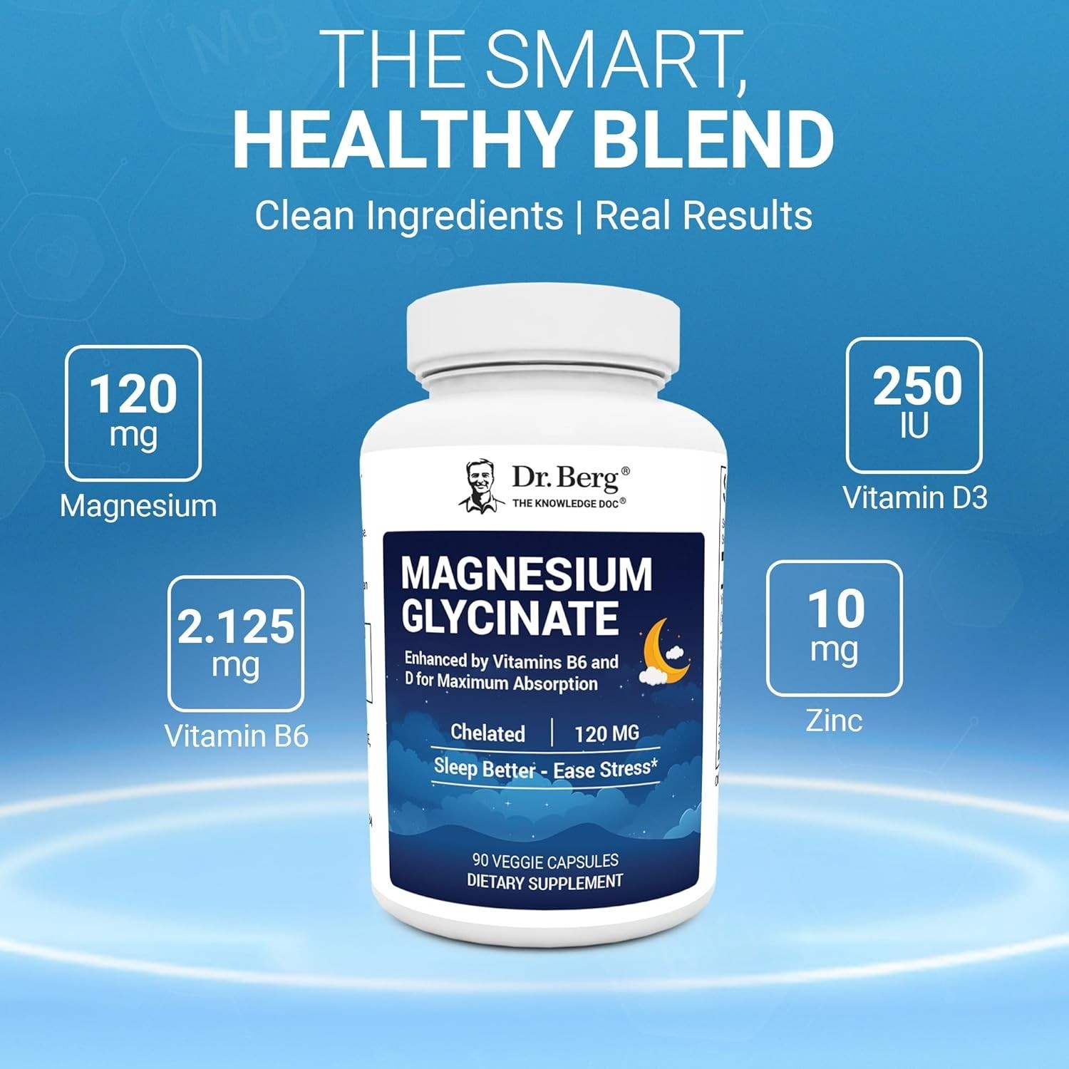 Dr. Berg Magnesium Glycinate Capsules, 90ct – Sleep, Stress & Muscle Support