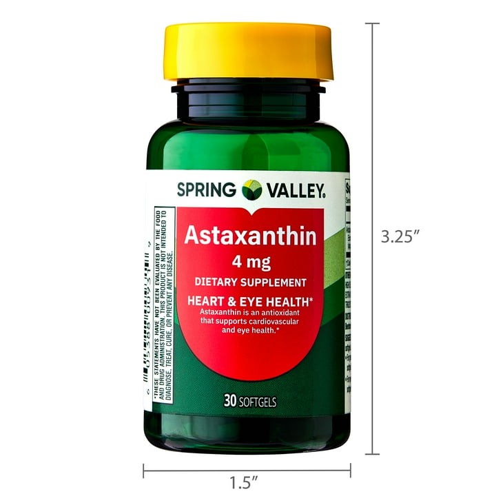 2 Pack Spring Valley Astaxanthin 4mg Softgels Heart & Eye Health, 30 Count