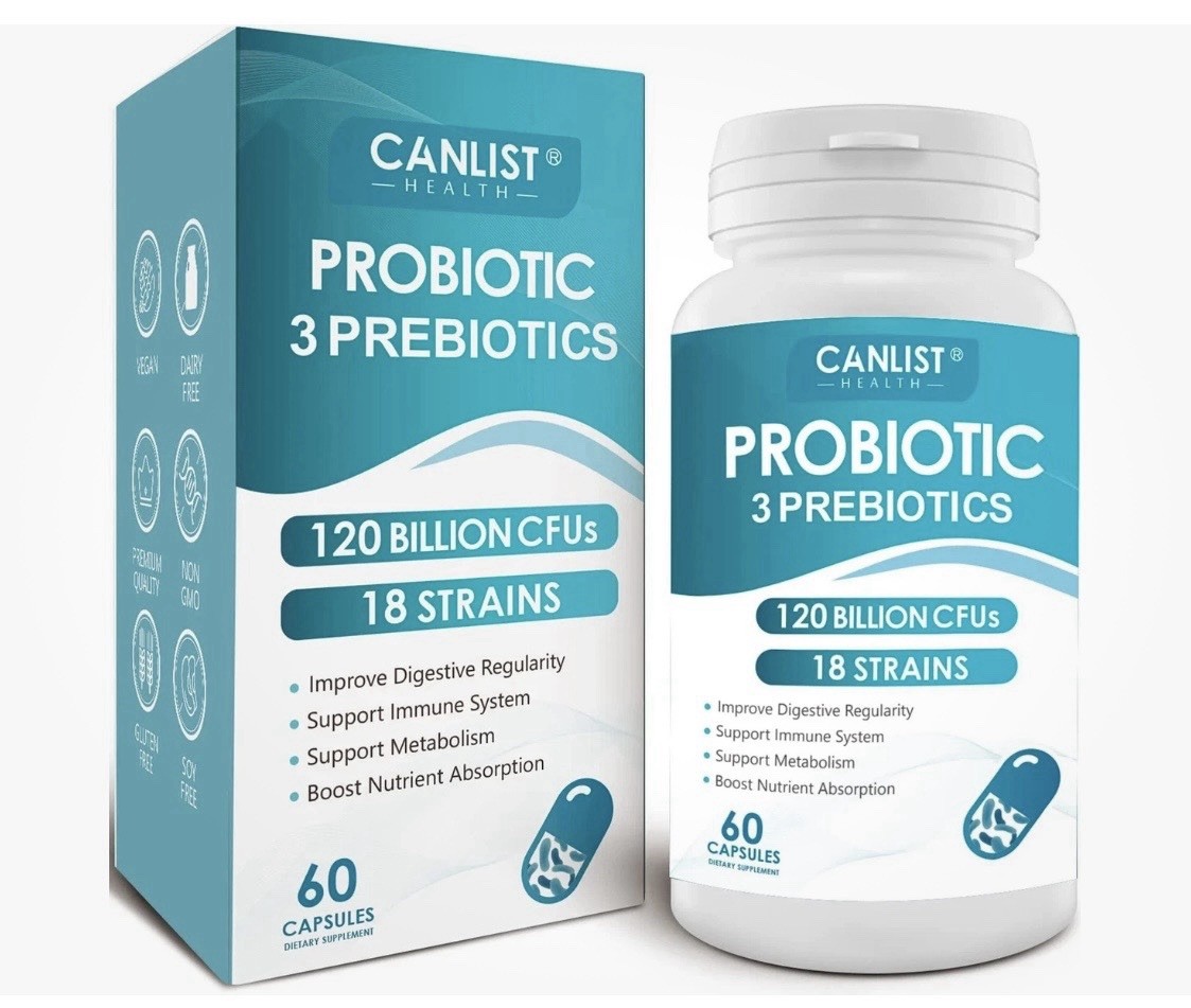 CANLIST Probiotics 120 Billion CFUs 18 Strains, 3 Prebiotics & Digestive Enzymes