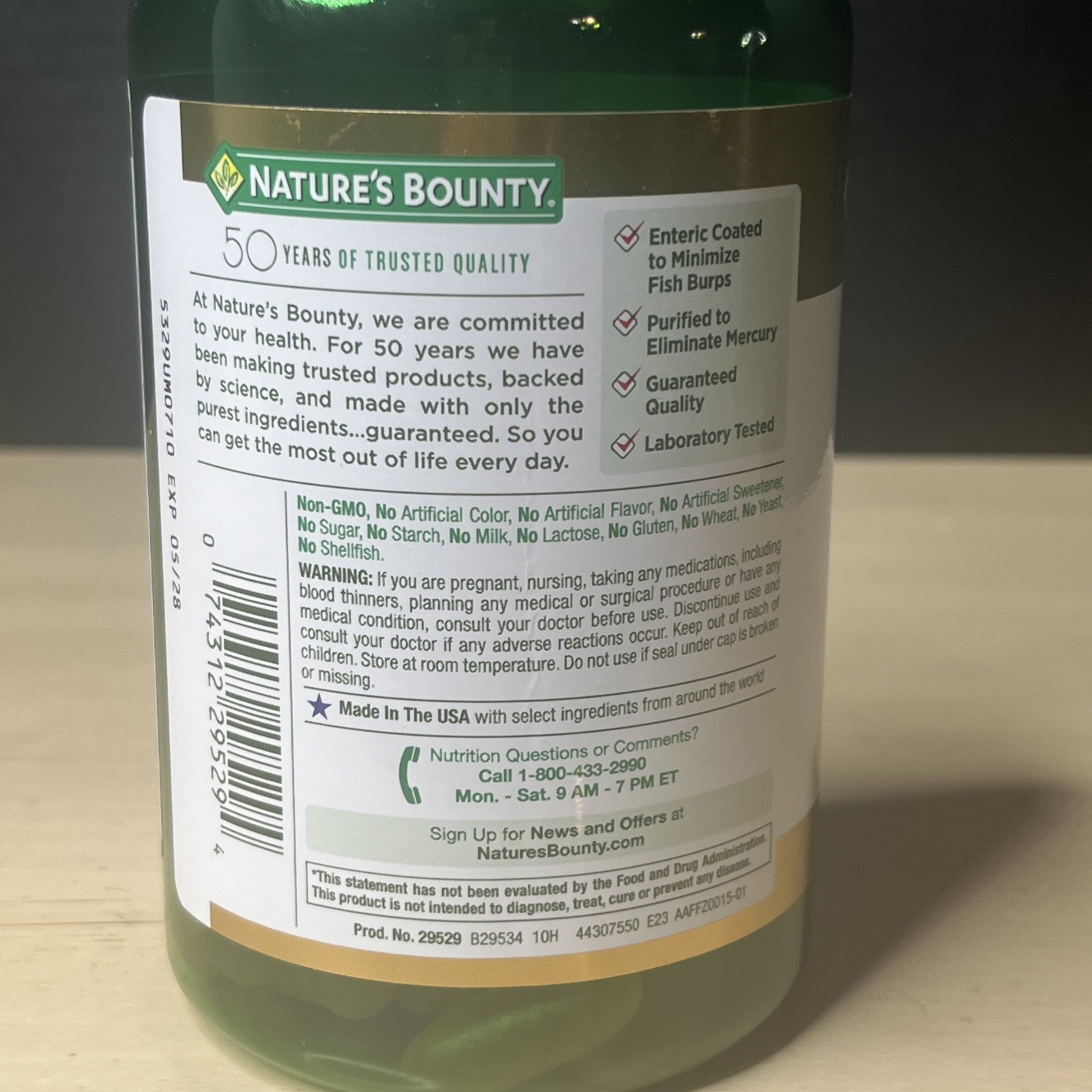 Nature’s Bounty Fish Oil 1400 mg w/ 980 mg of Omega-3 130 Coated Softgels EX5/28