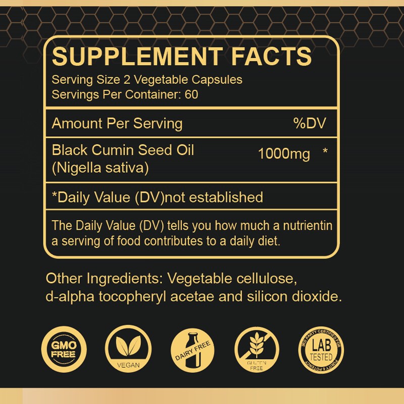 Black Seed Oil 480 Softgels 1000mg Capsules Support Immune System Glowing Skin