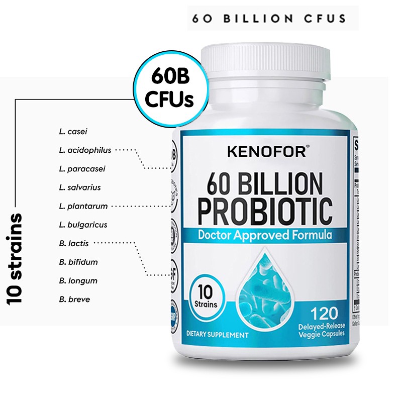 Probiotics 60 Billion CFU for Digestive & Immune Health 120 Vegan Capsules