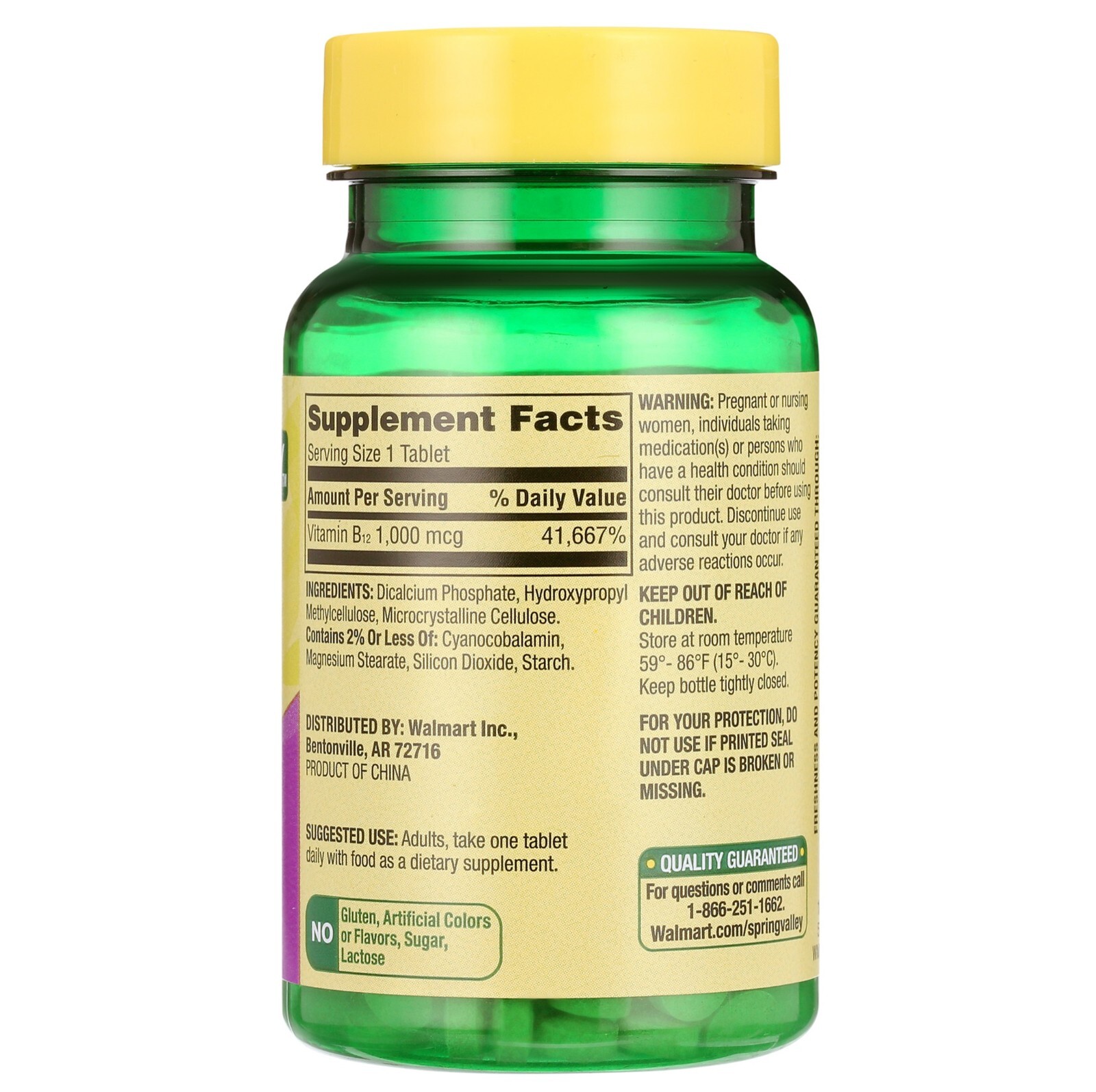 Spring Valley Timed-Release Vitamin B12 Tablets, 1,000 Mcg, 60 Count