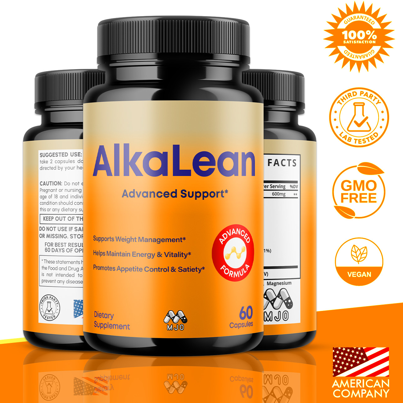 (1 Pack) Alkalean Advanced Weight Management Support Supplement 60 Capsules