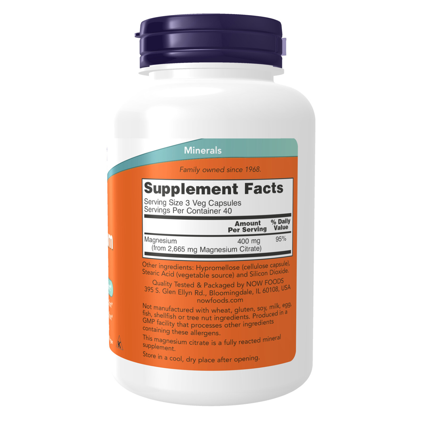 NOW FOODS Magnesium Citrate 120 Veg Capsules