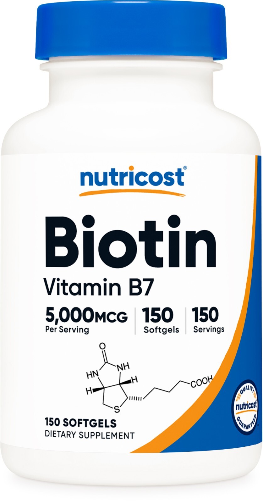 Nutricost Biotin (5,000mcg) in Coconut Oil 150 Softgels – Gluten Free, Non-GMO