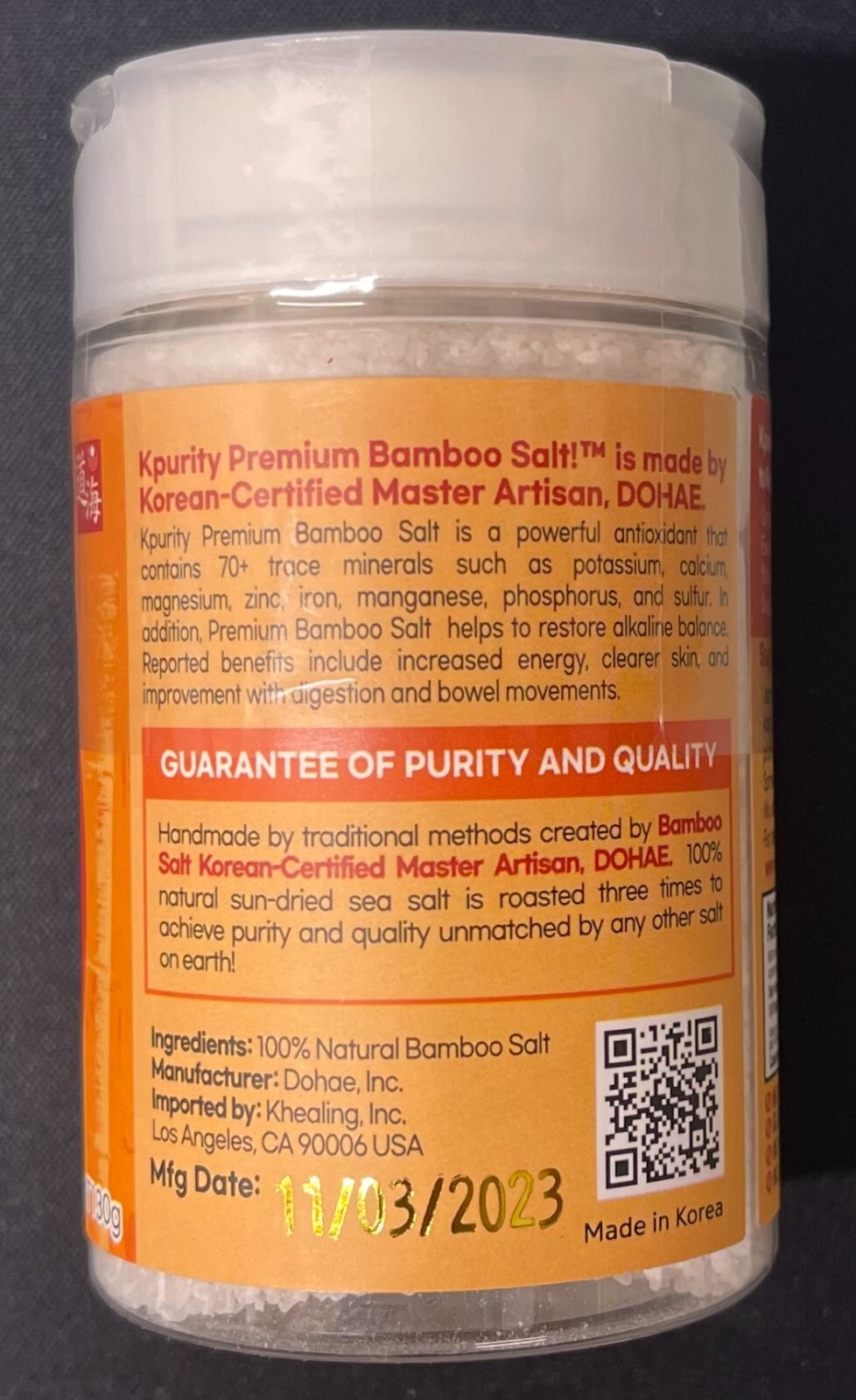 KPURITY 3X Roasted Bamboo Salt 130g Powder – Healthy Table Salt High Alkaline