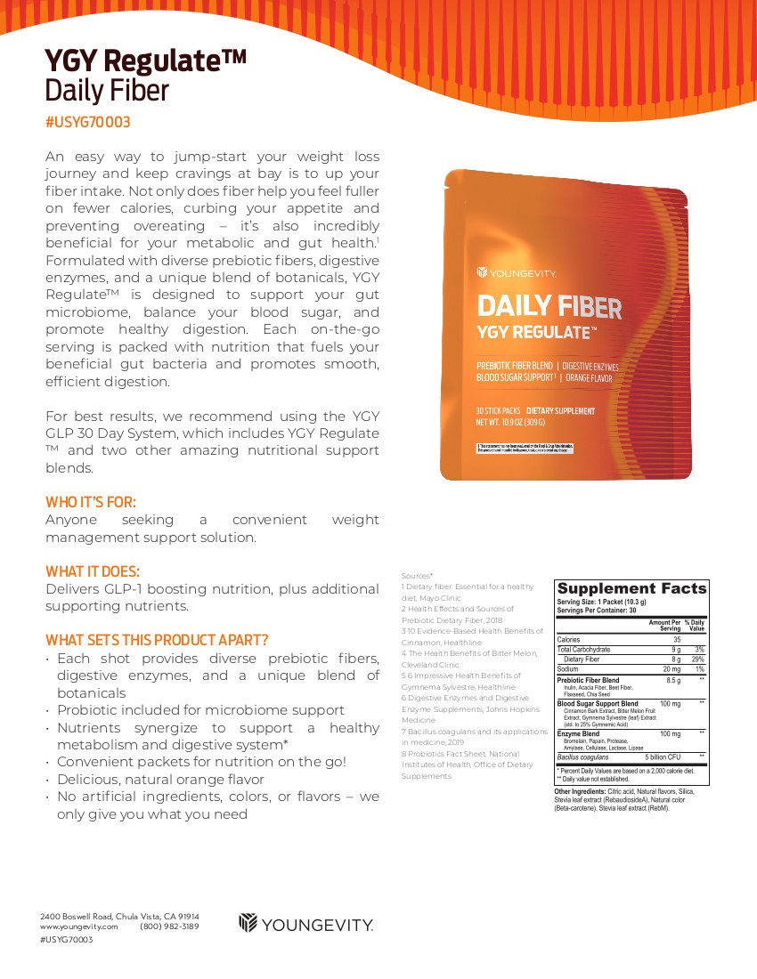 Youngevity Dr. Wallach YGY Regulate™ – Daily Fiber (30 – Stick Paks)