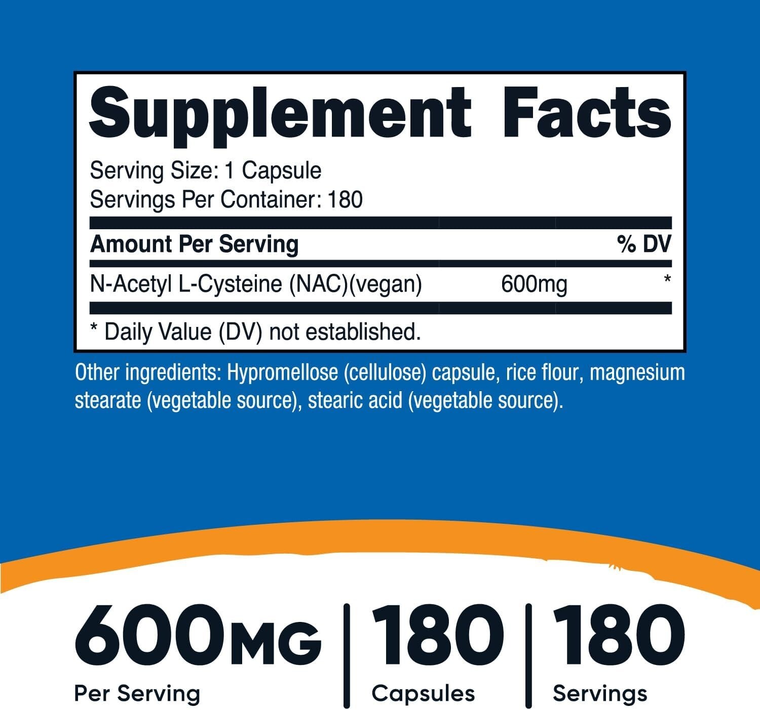 180 Count N-Acetyl L-Cysteine 600mg Capsules – Detox & Replenish Your Body