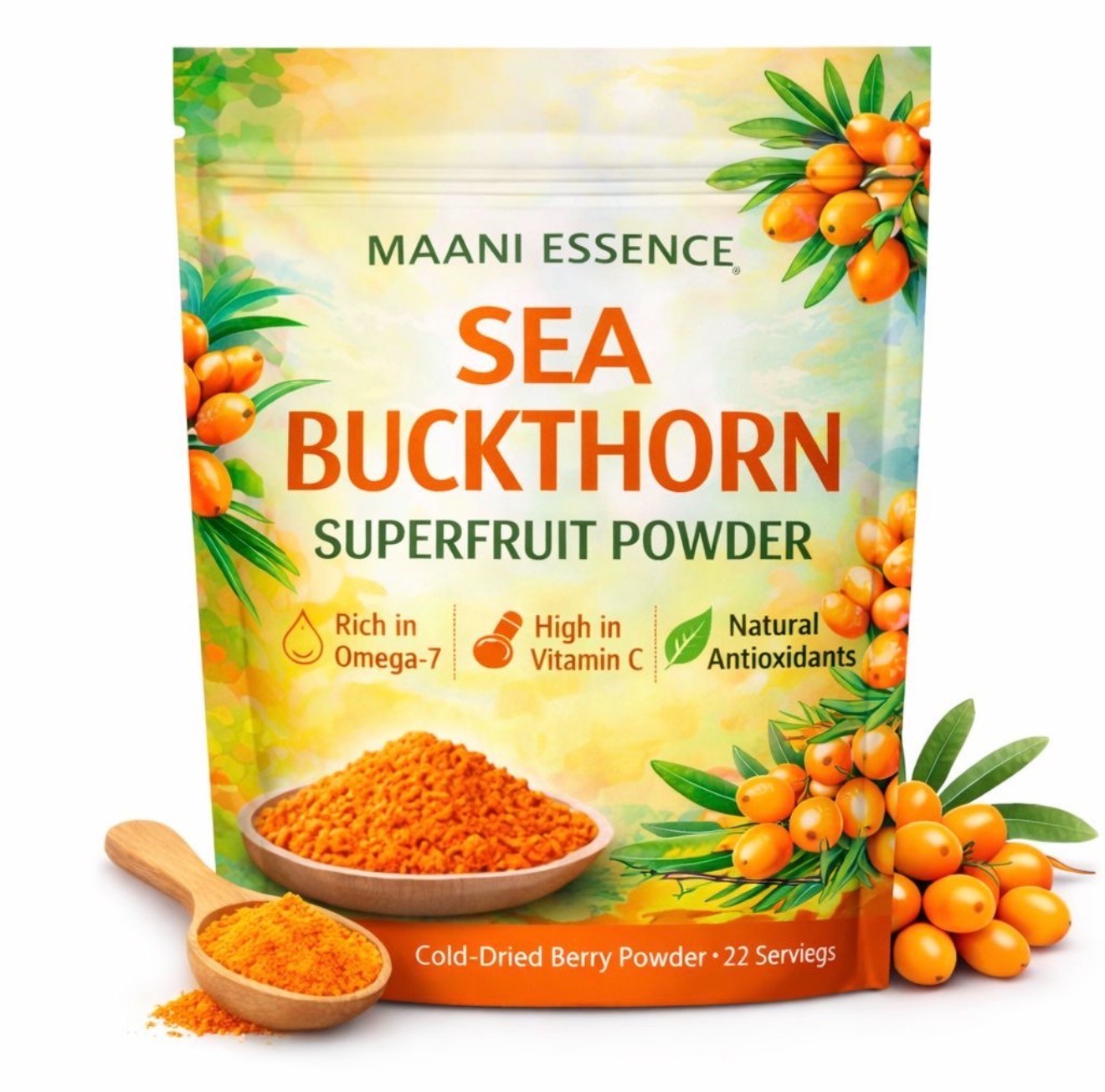 4oz Sea Buckthorn Powder Organic Super fruit | Rich in Omega-7 Vitamin C