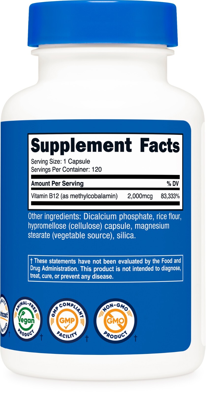 Nutricost Vitamin B12 (Methylcobalamin) 2000mcg, 120 Capsules – Vegetarian Caps