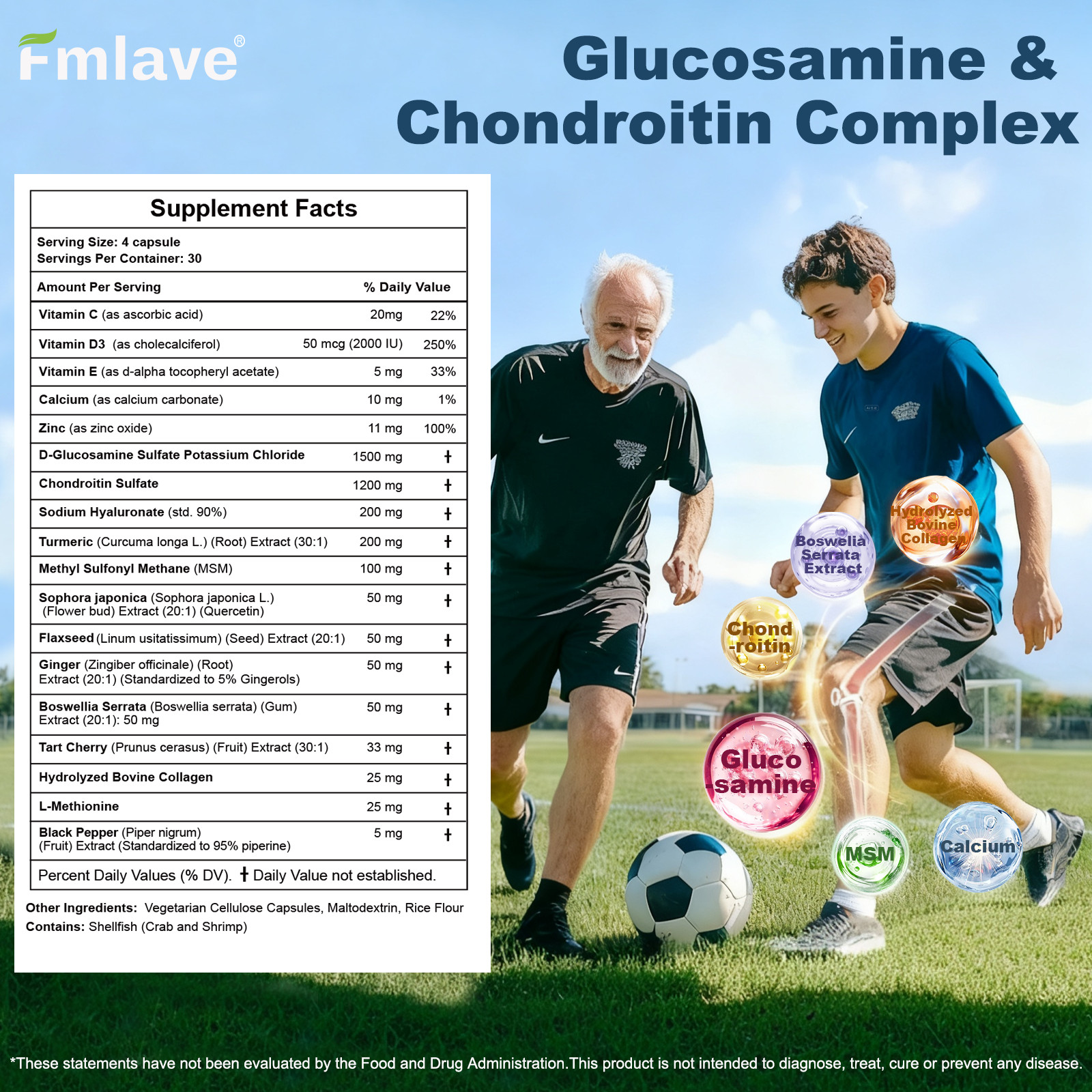 2 Pack Glucosamine Chondroitin Turmeric MSM Triple Strength Joint Support 240ct