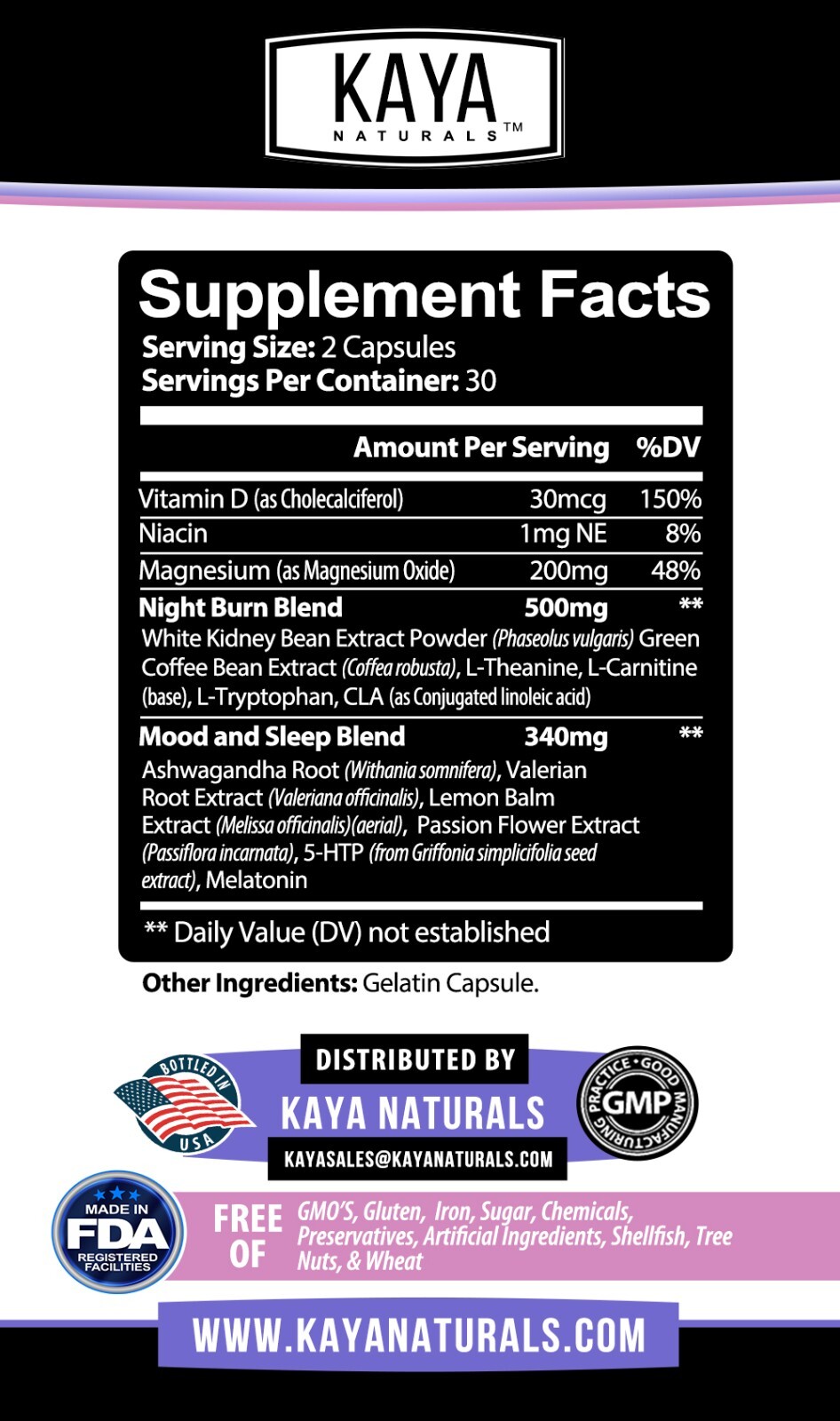 Night Time Fat Burn Supplement 60ct, Metabolism Support, Healthy Weight Loss