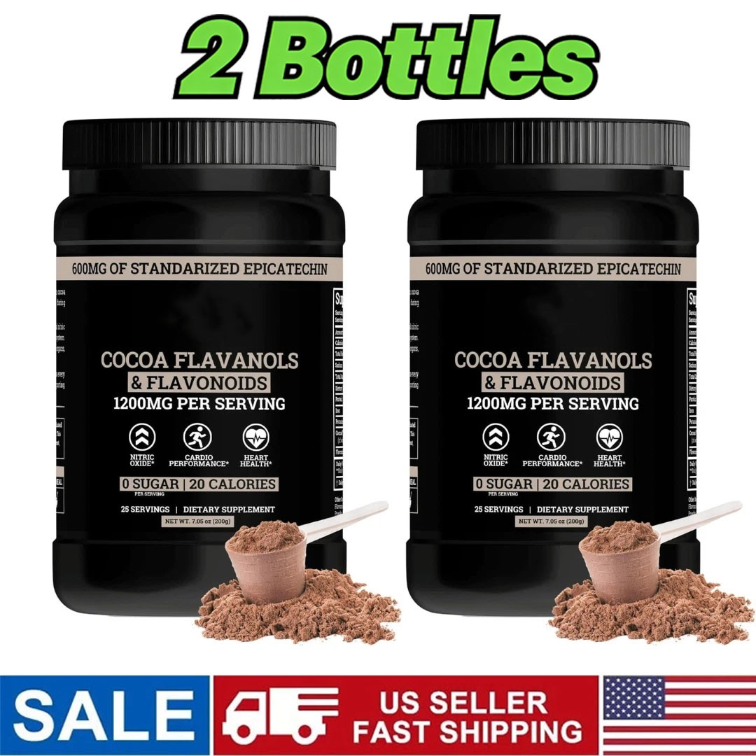 2PACK High Flavanol Cocoa Powder and Flavonoids Supplements 1200mg