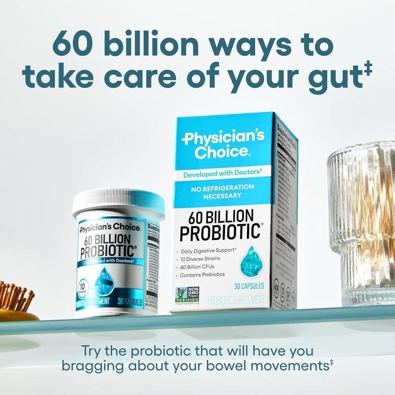 60 Billion CFU Probiotics with Prebiotics Gut Health Immune Support Digestive Su