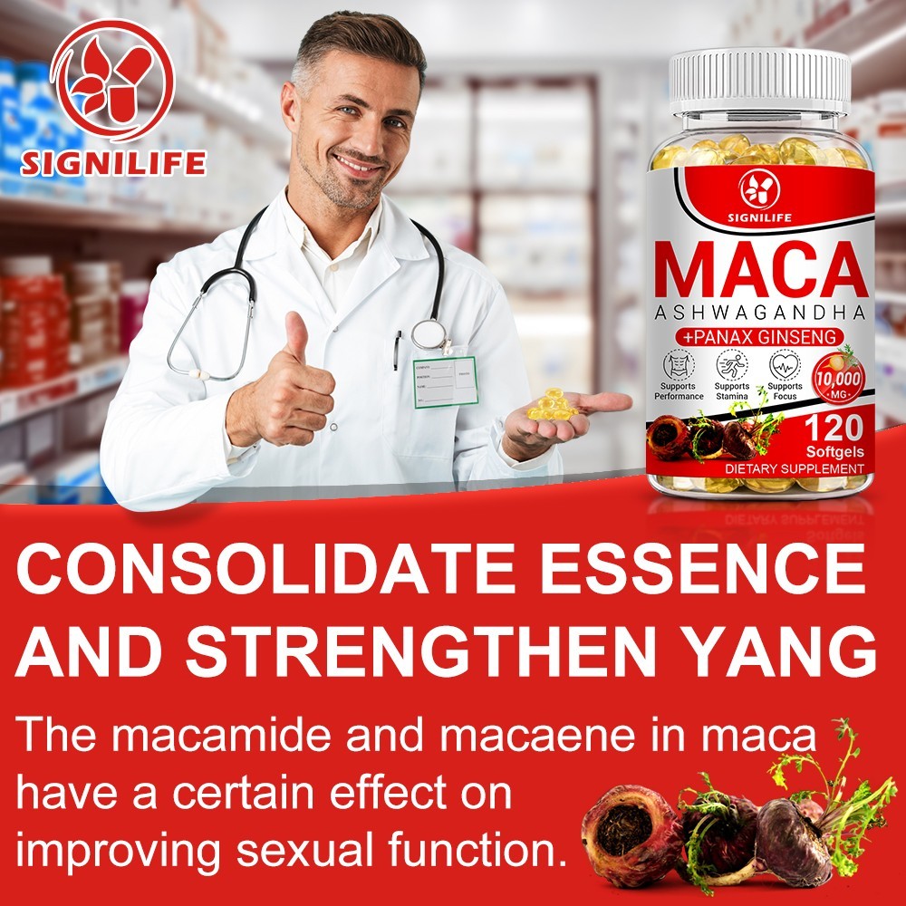 Organic Maca Root + Panax Ginseng 10000mg, Peruvian Maca Extract for Men & Women