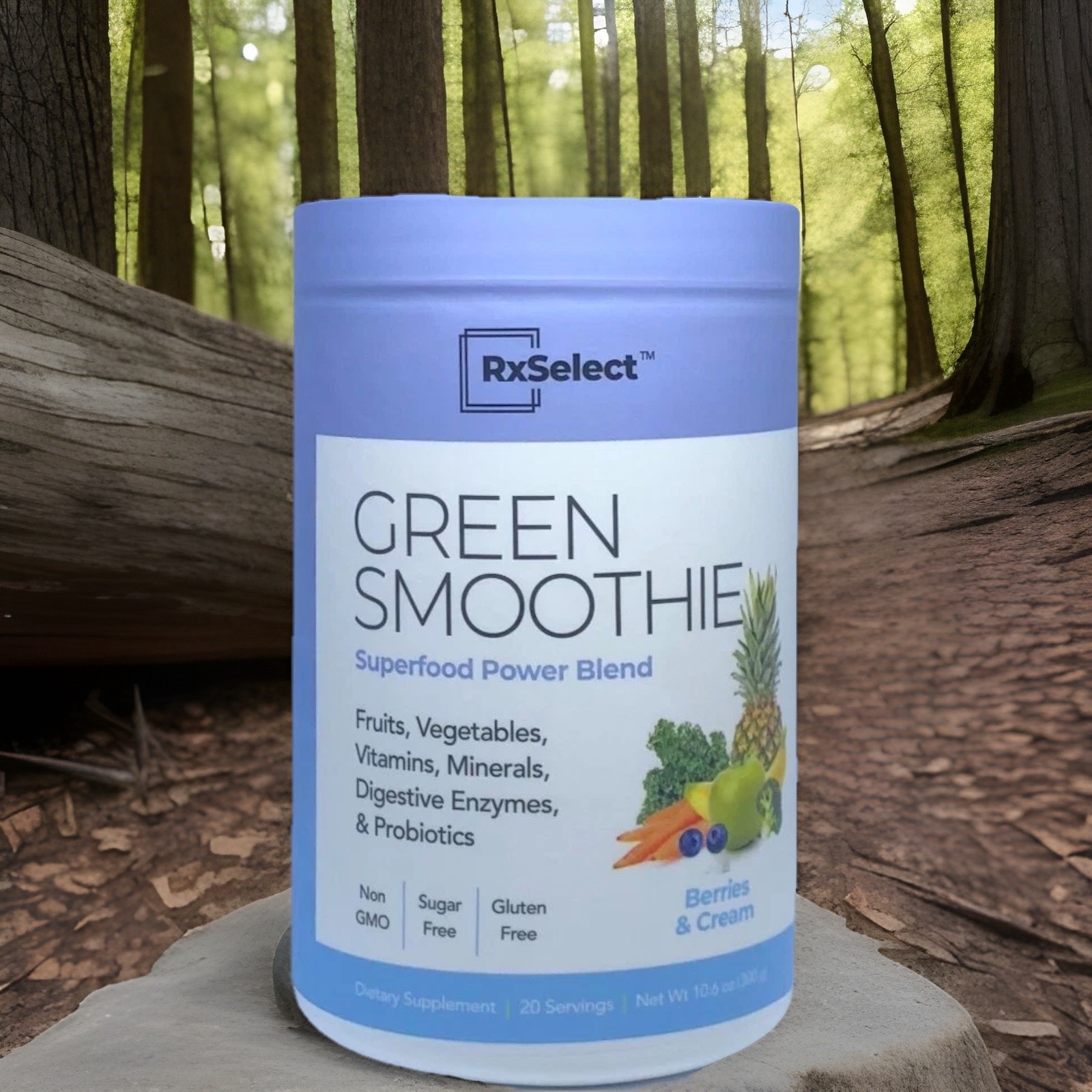 RxSelect Green Smoothie superfood powder blend fruit/veggie/vitamin/probiotic