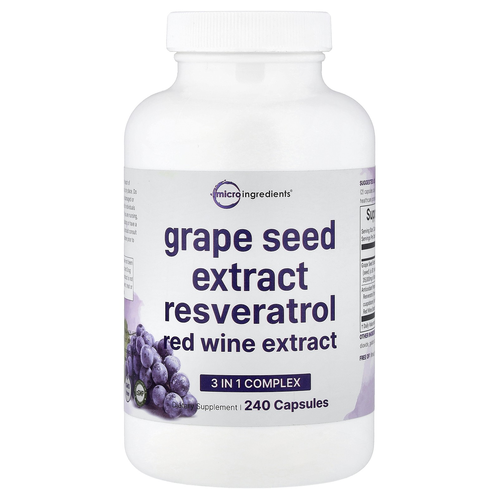 Grape Seed Extract Resveratrol Red Wine Extract, 240 Capsules