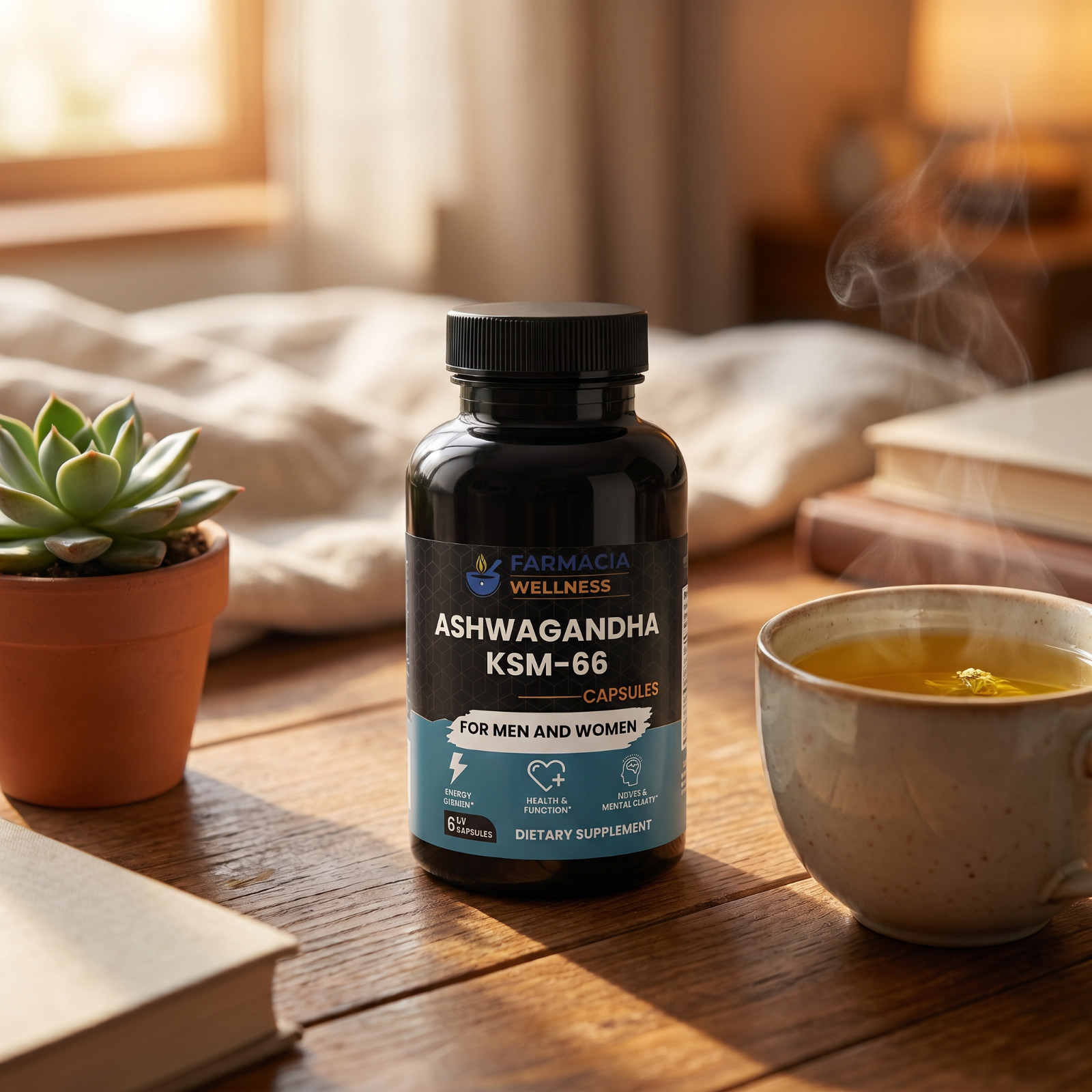 Farmacia Wellness Ashwagandha KSM-66 60 Capsules Stress Mood Energy & Focus
