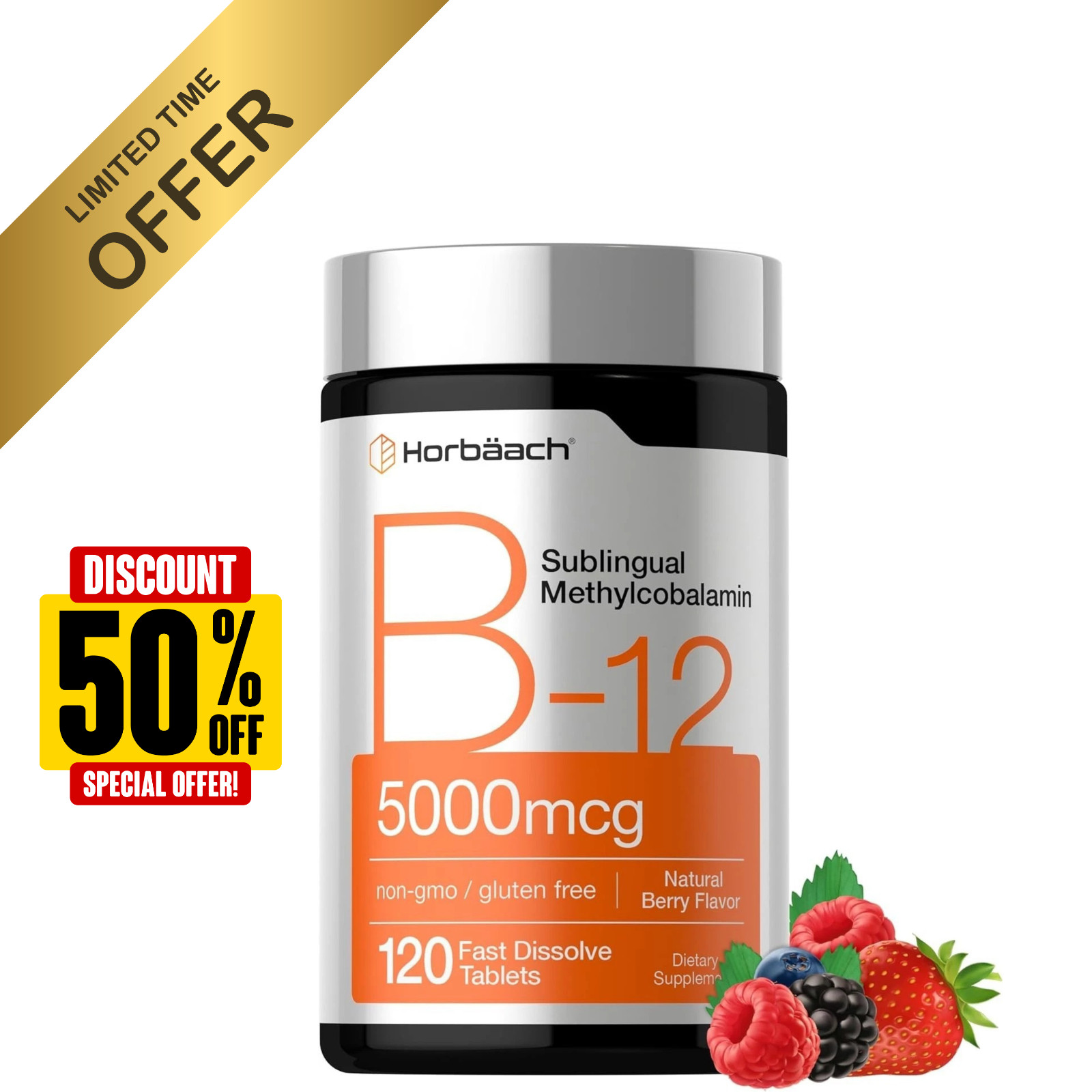 B12 Sublingual Methylcobalamin | 5000mcg | 120 Dissolvable Tablets | Free Ship..