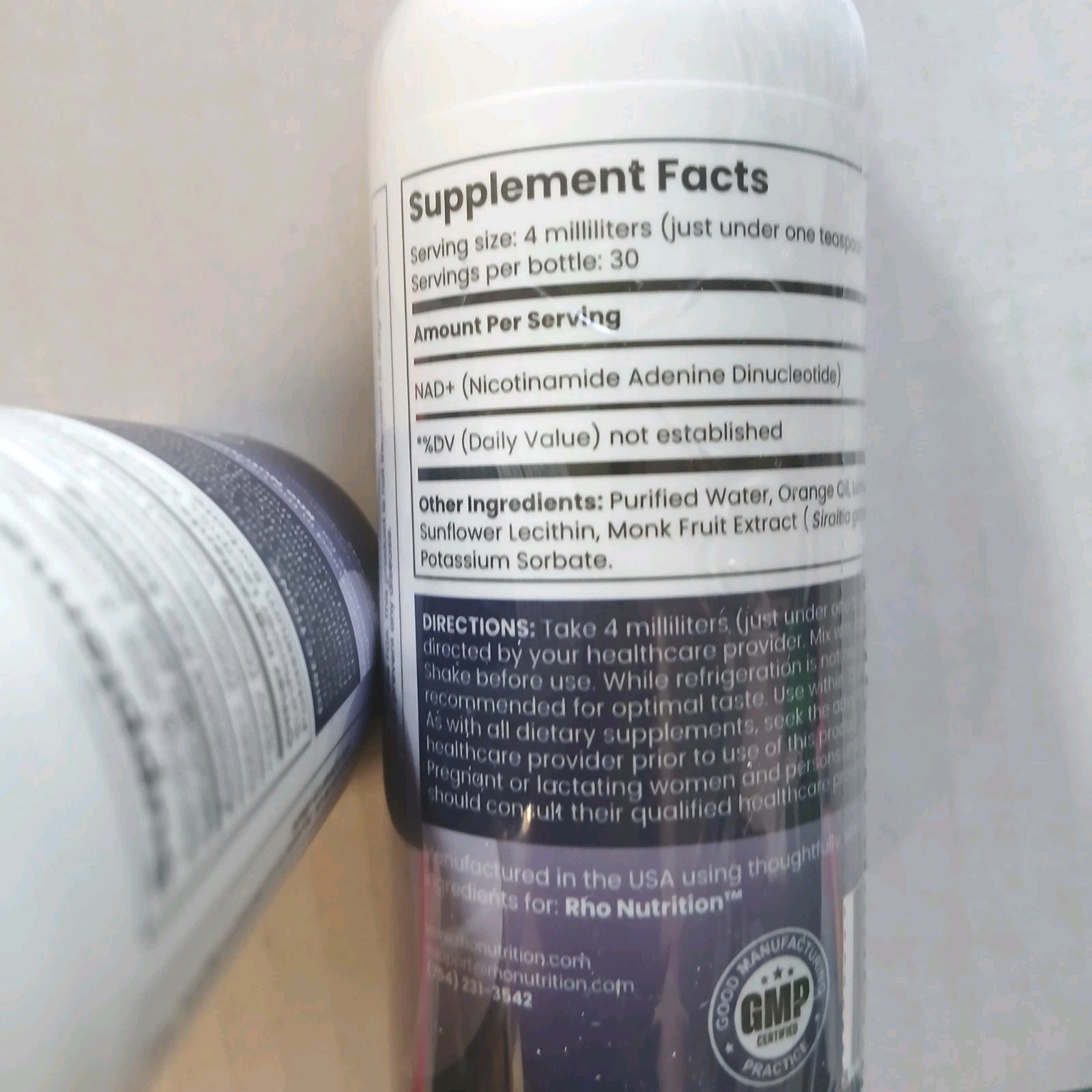Rho Nutrition Liposomal NAD+ 4 fl oz Ultra-High Absorption Liquid 3PK Exp 11-27