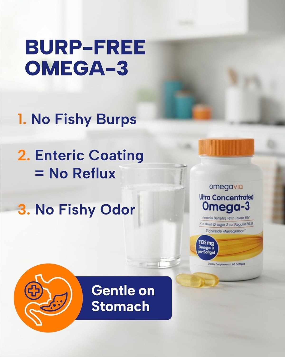 OmegaVia Ultra Concentrated Omega-3 Daily Wellness Bottle 60 Count