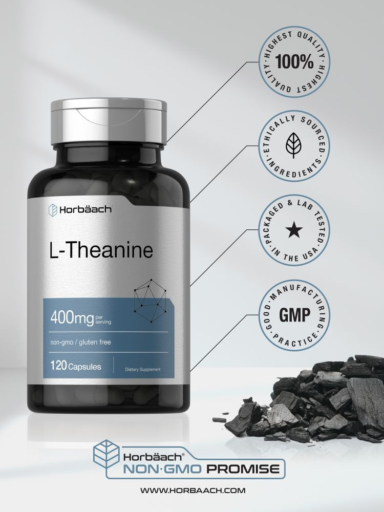 L Theanine 400mg | 120 Capsules | Non-GMO & Gluten Free | by Horbaach